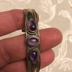 Amethyst stone sterling silver bracelet